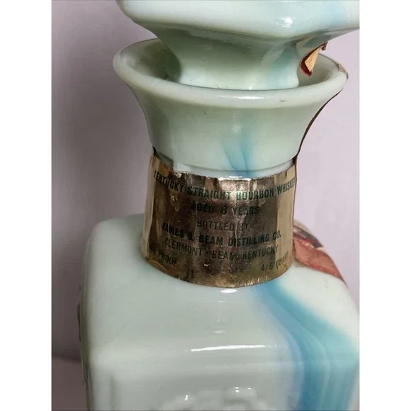 Empty Jim Beam Slag Green Liquor Decanter with Stopper 1972 Beautiful - Picture 4 of 9